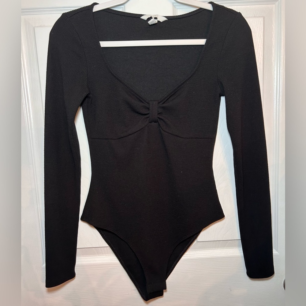 H&M Ribbed Jersey Bodysuit- Black/ Size Small - Picture 2 of 6